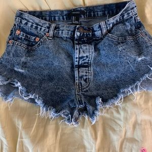 Forever 21 acid washed jean shorts very short
